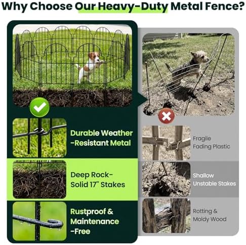 Decorative Garden Fence Panels 19 Pack - 16in (H) x 20ft Metal Animal Barrier Fencing, No-Dig Black Wire Border for Flower Beds, Patio, Yard, Landscaping - Image 4