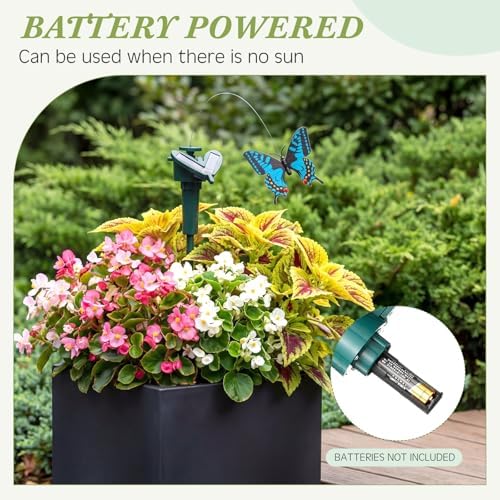Tujoe 12 Pcs Butterfly Garden Stakes Decorative, Solar Moving Fluttering Butterfly Outdoor Waterproof Flying Butterflies Decor for Yard Pathway Garden Landscape Ornament, Battery Also Powered (Blue) - Image 5