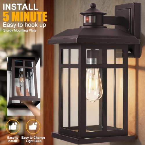 16” Motion Sensor Modern Exterior Light Bronze Outside Porch Lights - Image 3