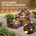 TITIMO 37.4" L Outdoor Water Fountain, 5-Tier Garden Fountain w/LED Lights - Image 5