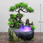 Desktop Atomizing Rockery Water Fountain, Resin Tabletop Fountain, Zen Meditation Rockery Fountain, Indoor Small Waterfall with Led Lamp for Office Home Decoration - Image 6