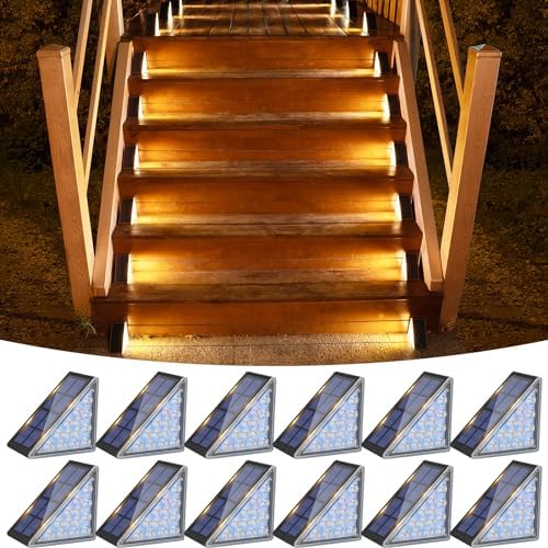 VOLISUN Solar Step Lights for Outside 12 Pack, Solar Stair Lights Outdoor by VOLISUN