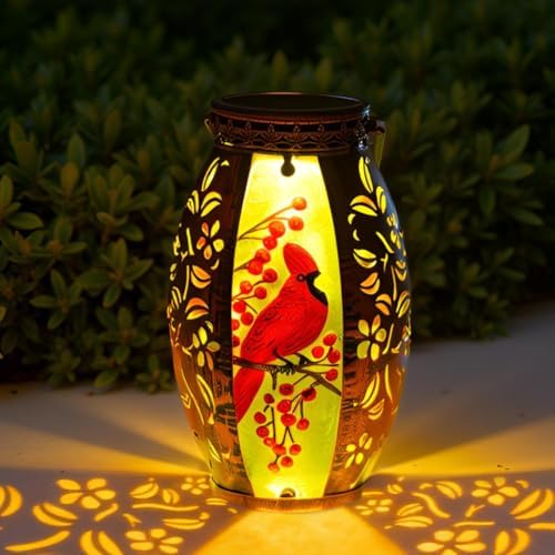 STARSOUL Solar Lantern Outdoor Waterproof, Hanging Solar Lantern for Patio Garden Yard Decor, Cardinal Memorial Gifts for Loss of Love one, Bereavement Sympathy Gift by Starsoul