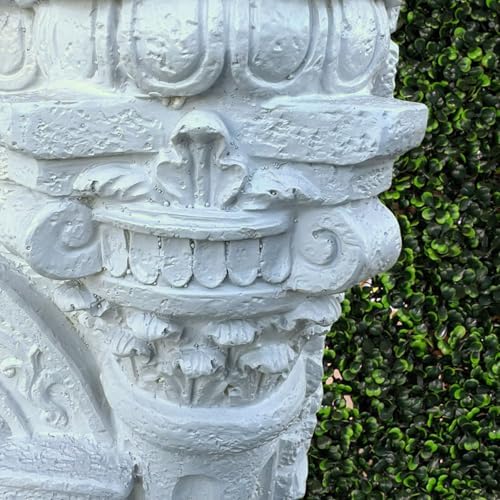XBrand 30.3" Solar-Powered Outdoor Wall Fountain with Flower Maiden Statue, Antique Stone Waterfall Design for Garden, Yard Décor & Bird Bath, Polyresin - Image 5