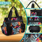 Doodle Zebra Garden Tool Bag Organizer Heavy Duty Zebra Print Gardening Tote Bag with 10 Pockets for Women Men Gardening Gifts - Image 6