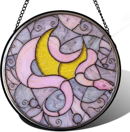9.84 Inch Stained Glass Window Hanging Snake Suncatcher Diamond Glass Panel Hangings Sun Catchers Decor for Birthday for Women Men Wife Aunt and Mom by Unknown
