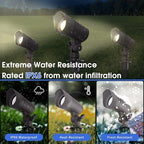 E ENERGETIC LIGHTING LED Landscape Lights with Connectors, 12V Low Voltage, Warm White 3000k, 4W, 175LM, Outdoor Waterproof Garden Pathway Lights Wall Tree Flag Spotlights with Spike Stand, 6 Pack - Image 7