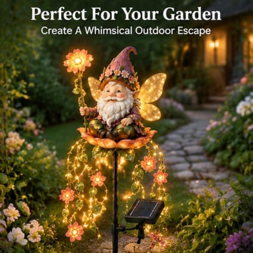 Enchanted Flower Fairy Solar Garden Light, Outdoor Figurine Statue with LED - Image 6
