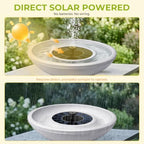 Solar Bird Bath Fountain, 12.5" Gray Bowl with 6 Nozzles for Outdoors - Image 5