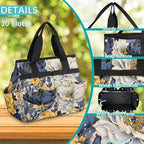Navy Blue Floral Garden Tool Bag Organizer Heavy Duty Yellow Flowers Gardening Tote Bag with 10 Pockets for Women Men Gardening Gifts - Image 5