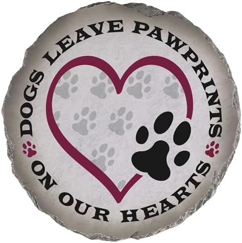 Magnolia Garden 10-Inch Dogs Leave Pawprints On Our Hearts Decorative Stepping Stone – Canine Memorial Resin Garden Tile – Dog Sympathy & Bereavement Outdoor Accent by DicksonsGifts