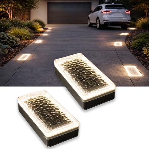 SHONELIGHTING 4x8 Solar Ground Lights, 3500K Paver Light, Warm White, 2Pack by SHONELIGHTING