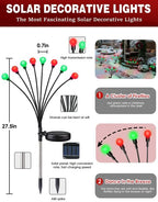 Christmas Decorations Outdoor Solar Firefly Lights 8 Pack Red and Green - Image 6