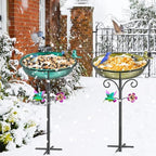 38.6in Bird Baths for Outdoors, Detachable Birdbaths for The Garden Clearance, Freestanding Bird Baths for Outdoors, Bird Bath Bowl Spa & Birdfeeder with Metal Stake Stand (Retro Gold) - Image 6