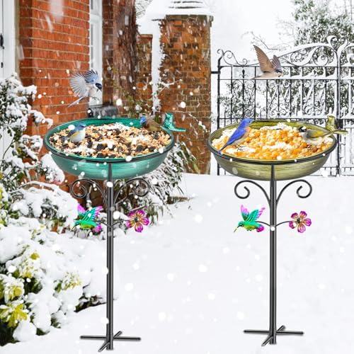 38.6in Bird Baths for Outdoors, Detachable Birdbaths for The Garden Clearance, Freestanding Bird Baths for Outdoors, Bird Bath Bowl Spa & Birdfeeder with Metal Stake Stand (Retro Gold) - Image 6