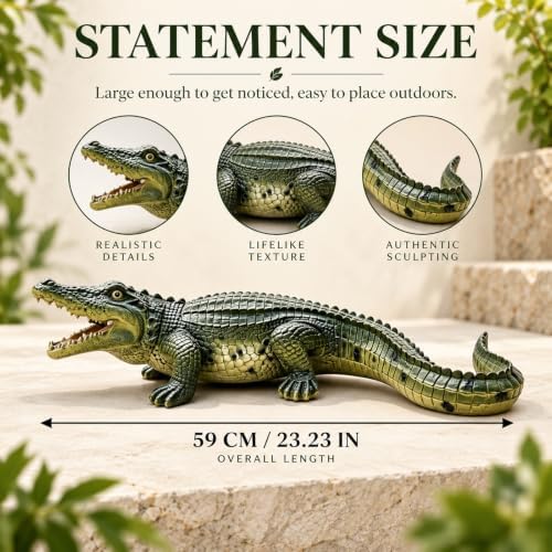 23in Crocodile Statue for Yard Decorations Outdoor, Garden Art & Patio - Image 2