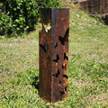 Butterfly Garden Column - Garden Decor - Garden Statue - Well Cover - Landscape Light Cover - Utility Cover (12" T x 3.5" W x 3.5" D with NO LID) by Maker+Table+Metal
