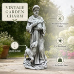 25.39 Inch St Francis Garden Statue With Lamb And Bird, Large Yard Statues - Image 5