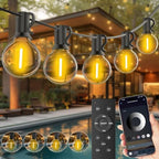 GLUROO Outdoor String Lights 100FT, Smart APP & Remote Control Dimmable Patio Lights with Timer, Plug in LED String Lights 2700K Warm White for Outside Backyard, Yard, Gazebo, Deck, Porch by ChristmasLights-GLUROO