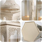 NEEDOMO Lanterns Decorative Outdoor & Indoor, Set of 2 Outdoor Lanterns for Porch,Large Candle Lantern, Beige Metal Frame with Glass for Fall, Christmas - Image 4