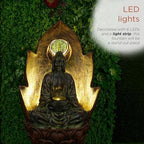 Alpine Corporation 59" Tall Outdoor Buddha Fountain with LED Lights, Elegant Water Feature for Garden, Patio, Yard & Outdoor Spaces, Realistic Stone Look, Calming Waterfall for Relaxation, Brown - Image 6