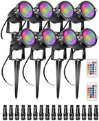 RGB+W Low Voltage Landscape Lights with Remote Control 5W 12V Landscape Lighting LED 16 Color Changing Spotlights Outdoor Waterproof Pathway Lights Garden Decorative(Not Include Transformer) by ALEDECO