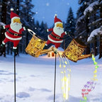 Christmas Santa Solar Kettle Light, 2PCS Waterproof Santa Solar Garden Lights Outdoor, Cute Santas Solars Watering Can Cascading Light LED, Novelty Santas Solars Christmas Decorations Night Lights by Unknown