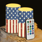 Painting Style USA Flag Flameless Candles with Remote and Timers Flickering Battery Operated Candles Outdoor LED Pillar Candles for Independence Day Patriotic Decoration Set of 2 - Image 4