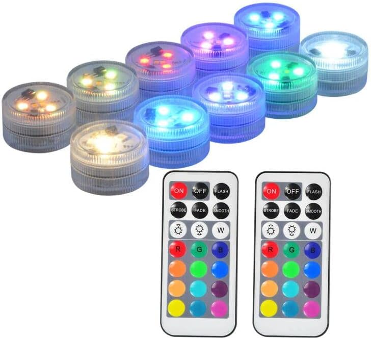 Christmas Led Lights with Remote Battery Operated Color Changing Led Tea Light with Mini Hanging, for Christmas Tree vase Decor(10 Lights+2 remotes) - Image 3