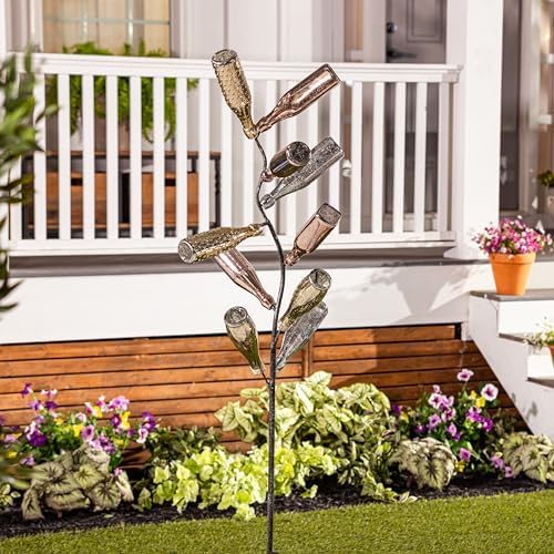 Evergreen Garden Glass Bottles for Bottle Tree, Wine Bottles for Decorativation Indoor Outdoor Wedding Christmas Party Decor (Mercury Glass, Set of 10) - Image 2