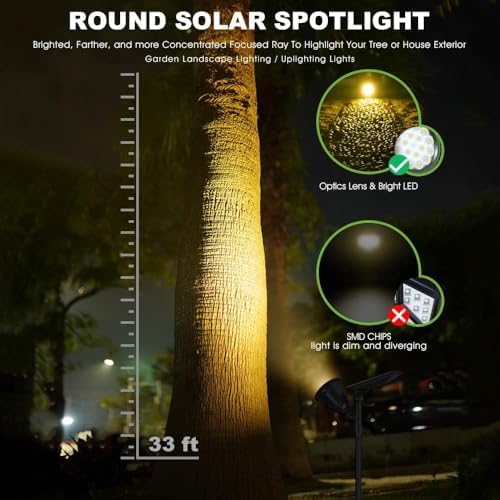 DBF Solar Outdoor Lights, 600LM Solar Spot Lights Outdoor Waterproof, 18 LED Auto On/Off Landscape Lighting Flag Pole Light for Garden Yard Pathway Garage Pool Patio(Warm White, 4 Pack) - Image 2