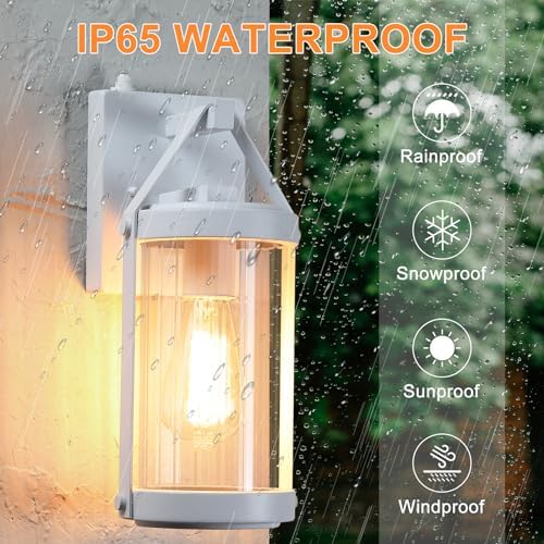 LONEDRUID 2 Pack Dusk to Dawn Sensor White Outdoor Wall Sconce Lightings - Image 5