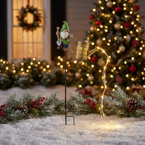 Solar Lamp Ironware Watering Can Christmas Outdoor Lawns Garden Light Decor - Image 6