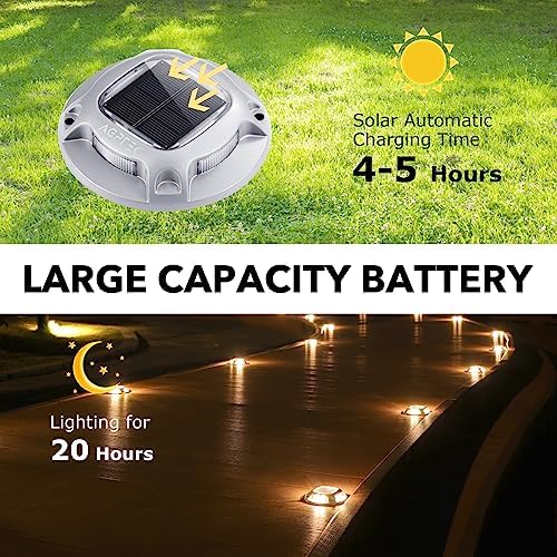 AGPTEK Solar Driveway Lights Outdoor 4 Pack, 2 Color Modes LED Deck Dock - Image 3