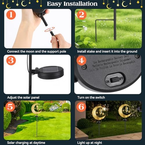 Lewondr 2Pcs Ramadan Solar Lights, Ramadan Decorations Outdoor - Image 6