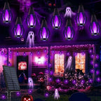 Flacchi Solar Flame String Lights - 42ft 15 LED Lights Outdoor Solar String Lights for Garden Patio Halloween Decoration (Purple, 42ft) by Flacchi