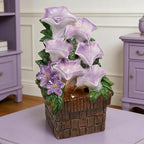 Tabletop Water Fountain Indoor Tabletop Fountain Purple Morning Glory Themed Lavender Desk Fountain with Light Heavenly Blue Zen Indoor Calming Fountain and Waterfall for Office Relaxation(P) - Image 4