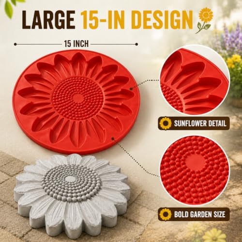 Concrete Stepping Stone Molds, 15 Inch Round Garden Paver Mold，Honey Bee - Image 3