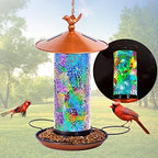 XDW-GIFTS Mosaic Solar Bird Feeder, Waterproof Lantern Shape with Hook & 4 LED Lights, Garden Decor for Lawn, Patio, Balcony, Yard Ornament - Unique Gifts for Mom,Women,Grandma,Bird Lovers by XDW-GIFTS