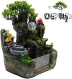 LuuChain Rockery Water Fountain Tabletop Mountain Cascading Waterfalls Indoor Resin Small Waterfall Fountain with LED Lamp for Office Iving Living Room Office Decoration - Image 6