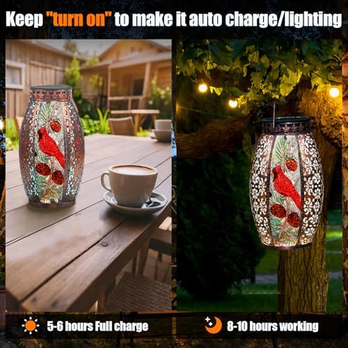 Hummingbird Solar Outdoor Lantern Decorative Waterproof Large Metal Hummingbird Solar Lights Garden Decor Sympathy Gifts for Loss of Mom/Dad/Loved One-Memorial Lantern - Image 3