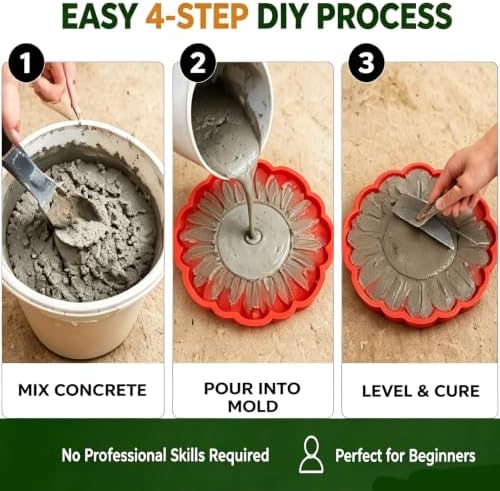 Hummingbird Garden Art Stepping Stone Mold, Reusable Sunflower Stepping Stone Molds, 3D Large Animal-Themed Garden Art Paver Molds, Heavy Duty Silicone Flower Cement Tool, for Concrete Walkway (E) - Image 6
