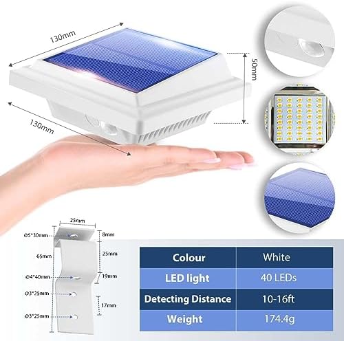 Gutter Lights, 40 LEDs Solar Patio Decor Light, Deck Lights Outdoor Waterproof Fence Light for Wall Backyard Porch, Patio, Pool,Step Stairs, Yard, Garden, Pathway - 4 Pack-White,Warm White Light - Image 3