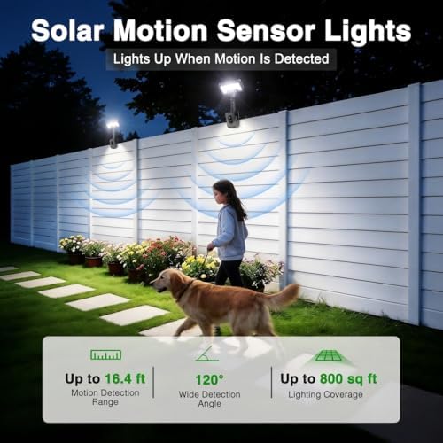 iMaihom Clip On Solar Lights Outdoor with Motion Sensor, 92 LED 600LM Solar Fence Lights, Warm/Neutral/Cool White, 360° Adjustable, IP65 Waterproof Security Light for Deck, Gutter, Porch (4, Black) - Image 3