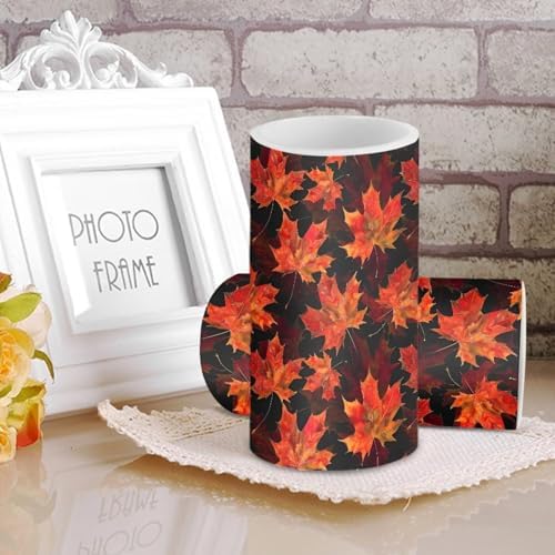 Red Fall Maple Leaves Set of 2 Flameless Candles Bulk Battery Operated Candles with Color Changing Timer Remote Control LED Pillar Lights for Patio Porch Lanterns Home Decorations - Image 3