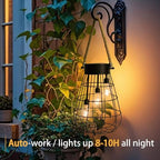 Bdor Hanging Solar Lantern Outdoor Waterproof Black Metal Solar Light - Image 5
