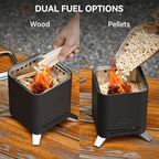 2-in-1 Wood Burning Fire Pit with Pot Rack, 7.8" Tabletop Fireplace, Black - Image 3