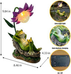 Solar Frog Garden Decor Outdoor Statue - Frog Umbrella LED Waterproof Sculpture Light, Patio Pathway Frog Lamp Figurine for Yard Lawn Garden Gifts for Women Mom Grandma - Image 2