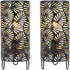 JHY DESIGN Set of 2 Metal Battery Powered 9''High Accent Cordless LED Bulb Huge Fan Patterned Battery Lamp for Weddings Parties Patio Garden Indoors Outdoors Table Bed Room - Image 6