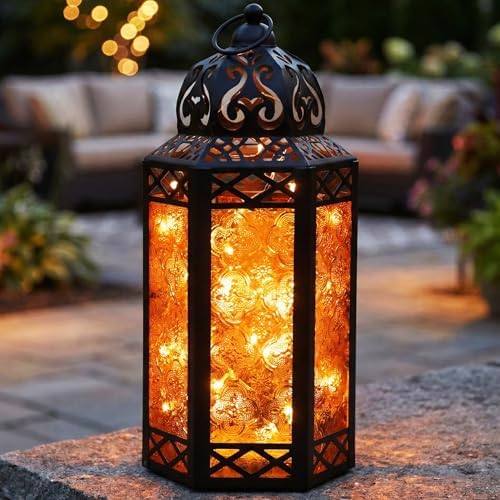 Vela Lanterns Decorative Indoor Fairy Light Halloween Holder, Amber, L by VelaCandleLanterns